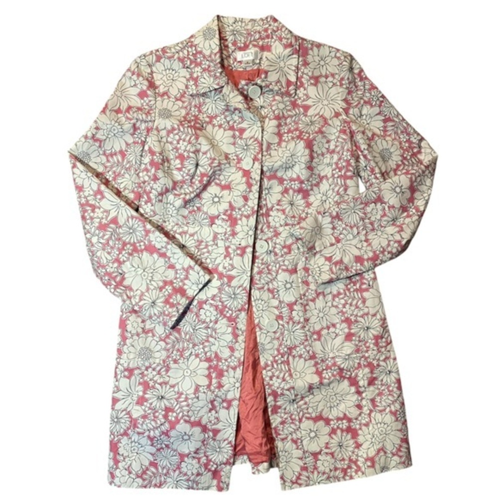 LOFT Pink and White Floral Jacket